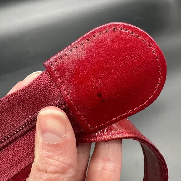 Vintage Red Purse Eel Skin Shoulder Bag Lee Sands Korea 1970s Retro Fashion - Picture 7 of 15